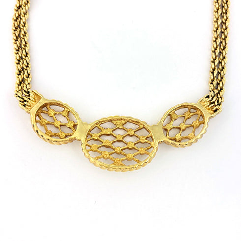 Pendant Necklace Gold and Rhinestone