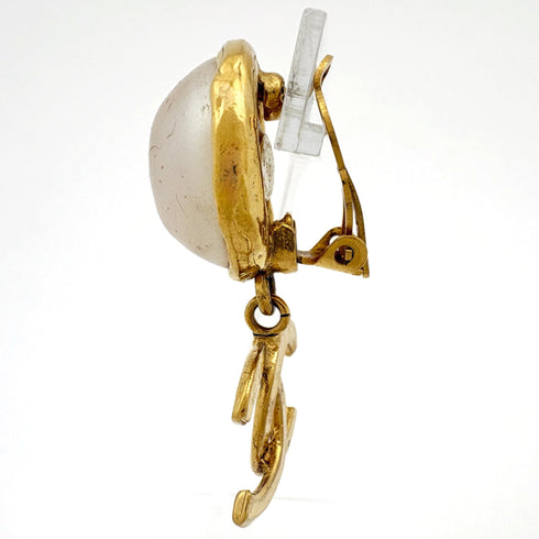 CC Logo Clip-On Earrings Metal Gold-Tone Metal