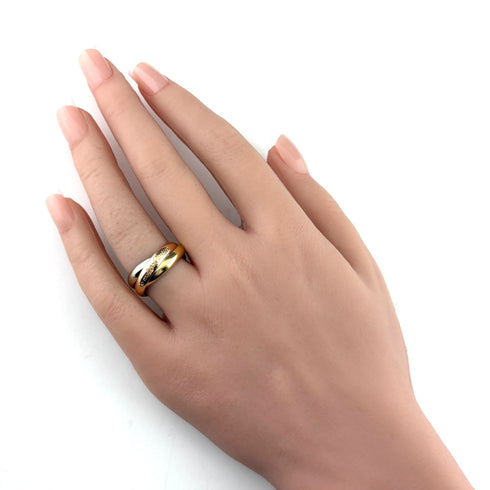 Vendome Louis Cartier Band Ring 18K Tricolor Gold