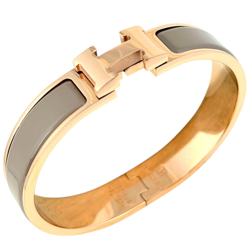 Clic H Bangle Gold and Enamel Brown Bracelet