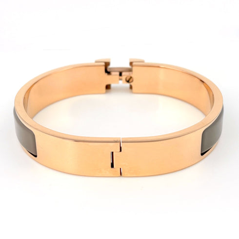 Clic H Bangle Gold and Enamel Brown Bracelet