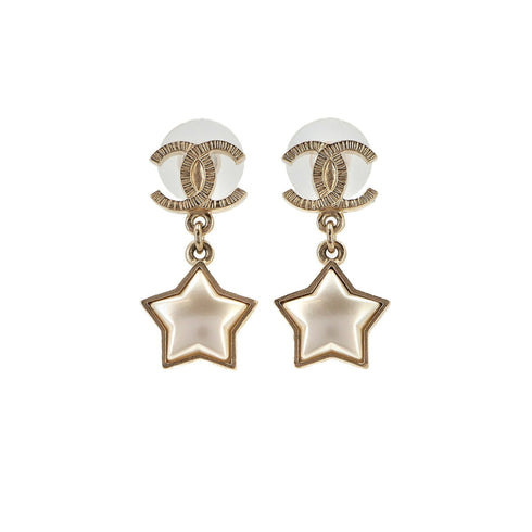 CC Logo Star Earrings Gold-Tone Metal Gold-Tone Metal