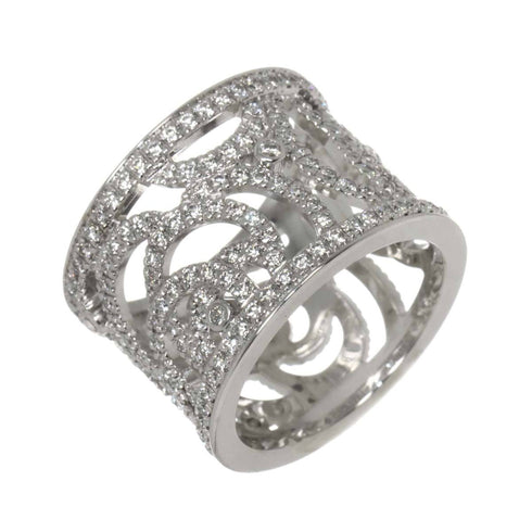 Camellia One Band Ring 18K White Gold and Diamond