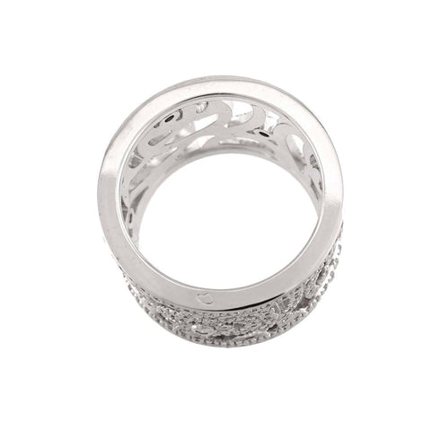 Camellia One Band Ring 18K White Gold and Diamond