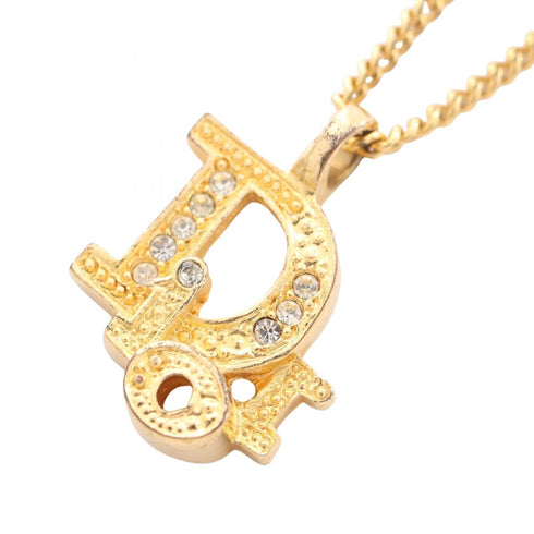 Pendant Necklace Gold and Rhinestone