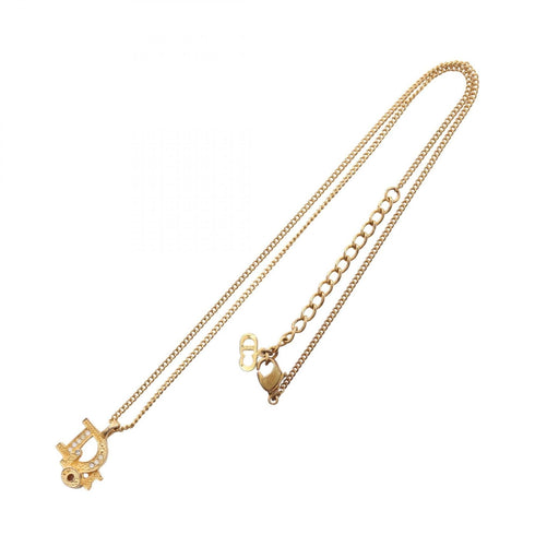 Pendant Necklace Gold and Rhinestone