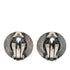 CC Logo Round Clip-On Earrings Silver-Tone Metal Silver-Tone Metal