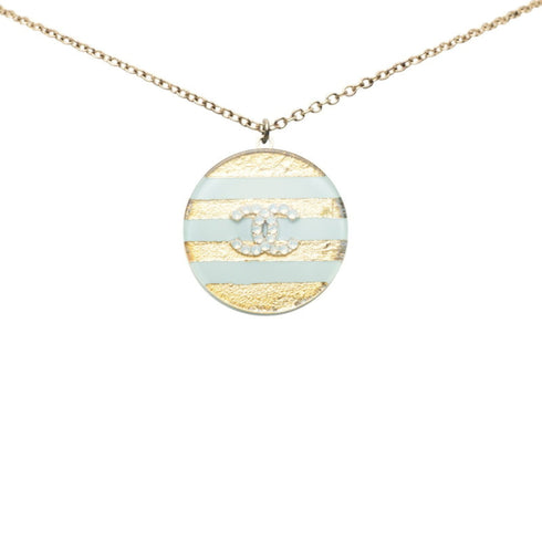 CC Logo Pendant Necklace Gold-Tone Metal