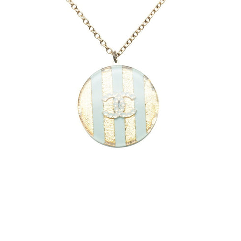 CC Logo Pendant Necklace Gold-Tone Metal