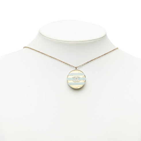 CC Logo Pendant Necklace Gold-Tone Metal