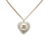 CC Logo Chain Heart Pendant Necklace Silver-Tone Metal