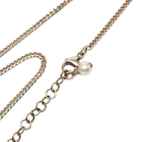 CC Logo Chain Heart Pendant Necklace Silver-Tone Metal