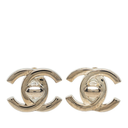 CC Logo Clip-On Earrings Silver-Tone Metal Silver-Tone Metal