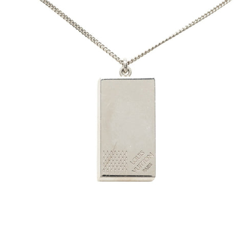 Damier Pendant Necklace Metal Silver