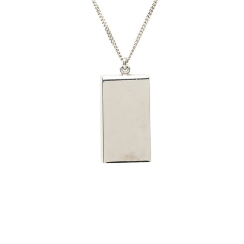 Damier Pendant Necklace Metal Silver