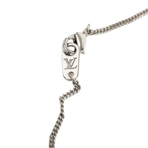 Damier Pendant Necklace Metal Silver