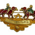Vintage Brooch Metal Gold Green and Red