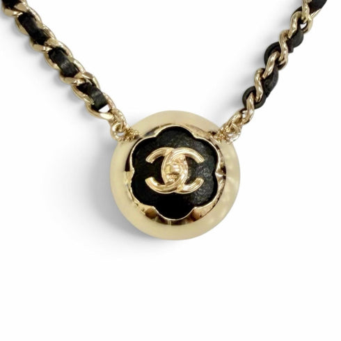 CC Logo Chain Pendant Necklace Gold-Tone Metal