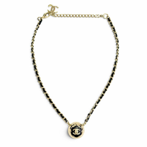 CC Logo Chain Pendant Necklace Gold-Tone Metal