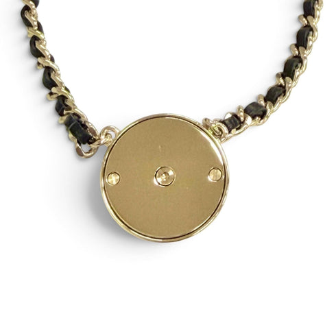 CC Logo Chain Pendant Necklace Gold-Tone Metal