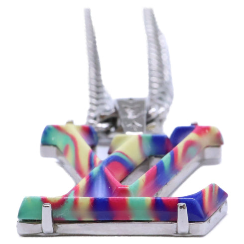 Pendant Necklace Metal Multicolor and Silver