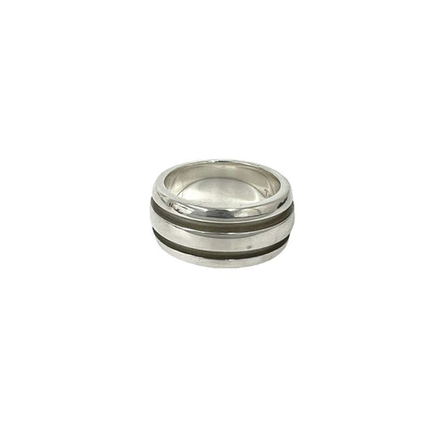 Vintage Grooved Double Line Ring Sterling Silver