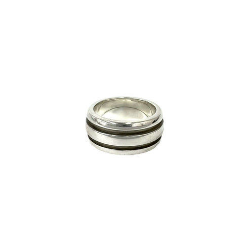 Vintage Grooved Double Line Ring Sterling Silver