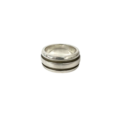 Vintage Grooved Double Line Ring Sterling Silver