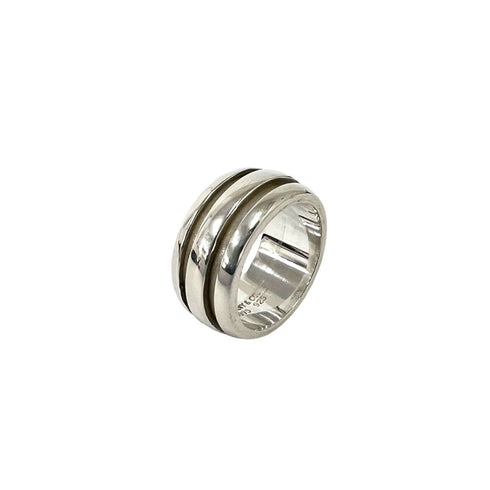 Vintage Grooved Double Line Ring Sterling Silver