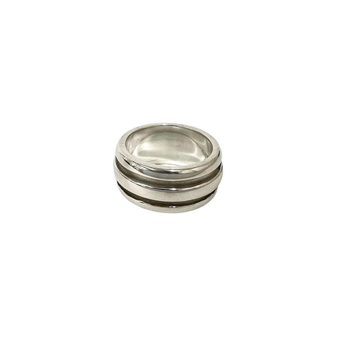 Vintage Grooved Double Line Ring Sterling Silver