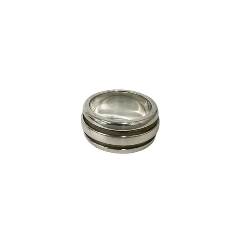 Vintage Grooved Double Line Ring Sterling Silver