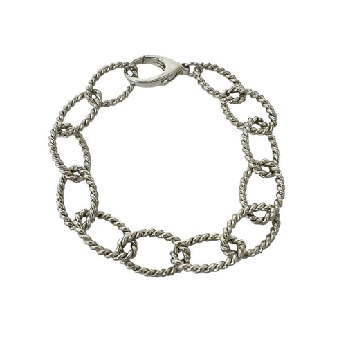 Vintage Oval Link Twist Bracelet Sterling Silver