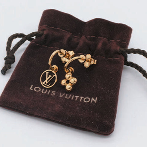 Monogram Clip Earrings Gold Metal Gold-Tone Metal