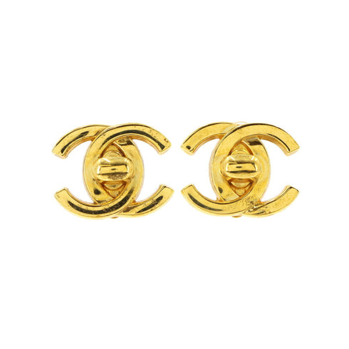 CC Logo Turnlock Clip-On Earrings Metal Gold-Tone Metal