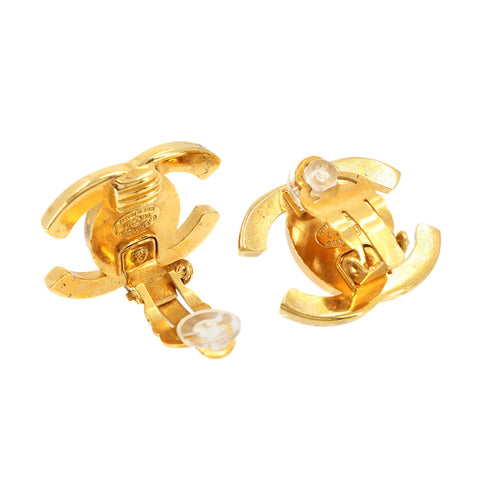 CC Logo Turnlock Clip-On Earrings Metal Gold-Tone Metal
