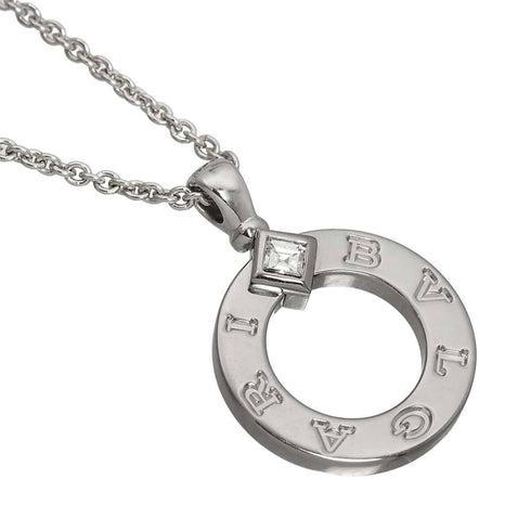 Double Diamond Pendant Necklace 18K White Gold