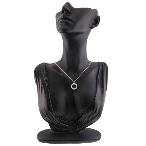 Double Diamond Pendant Necklace 18K White Gold