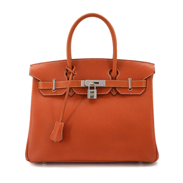 Birkin Handbag Brown Epsom with Palladium Hardware 30