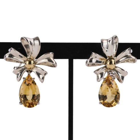 Vintage Earrings 18K Yellow Gold and Sterling Silver