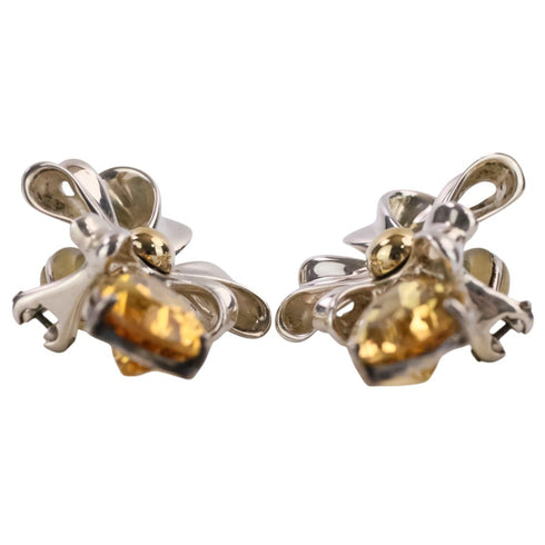 Vintage Earrings 18K Yellow Gold and Sterling Silver