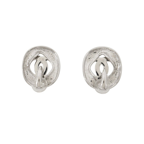 CC Logo Clip-On Earrings Silver-Tone Metal