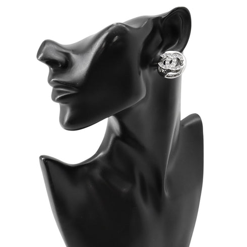 CC Logo Clip-On Earrings Silver-Tone Metal