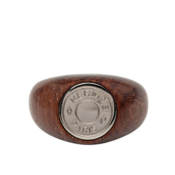 Band Ring Metal and Wood Brown and Silver ()