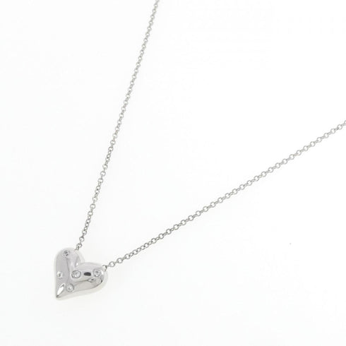 Dots Pinched Heart Pendant Necklace Platinum