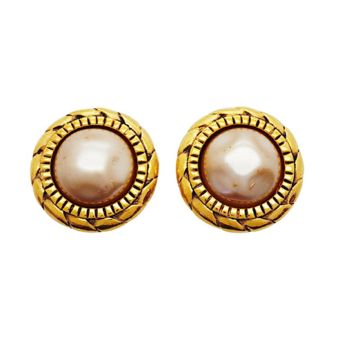 Clip-On Earrings Pearl Clip-On Gold-Tone Metal