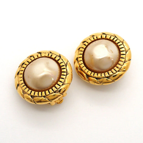 Clip-On Earrings Pearl Clip-On Gold-Tone Metal