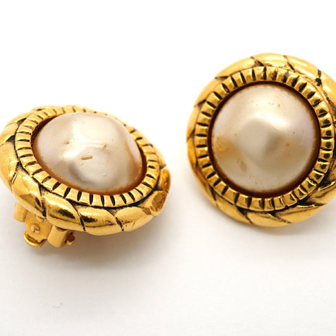 Clip-On Earrings Pearl Clip-On Gold-Tone Metal