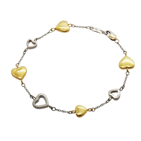 Multi-Heart Bracelet 18K White Gold and 18K Yellow Gold
