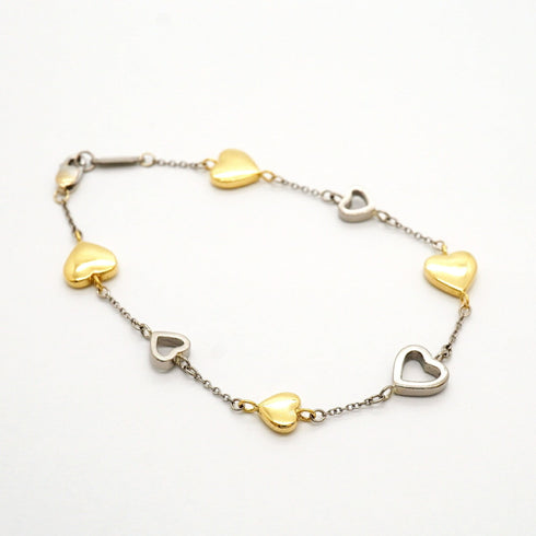Multi-Heart Bracelet 18K White Gold and 18K Yellow Gold