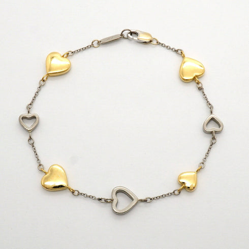 Multi-Heart Bracelet 18K White Gold and 18K Yellow Gold